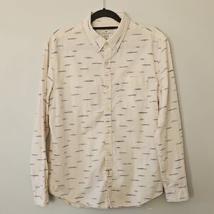 American Eagle Outfitters Cream and Blue Patterned Shirt